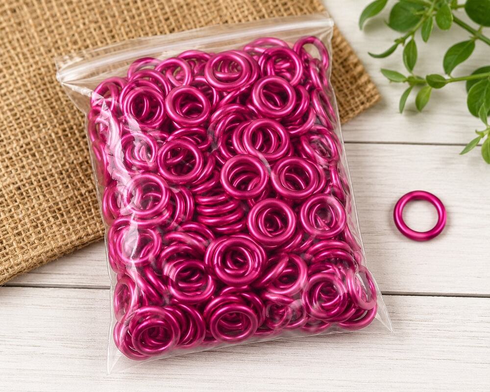 Hot Pink Metallic Plastic Craft Rings Approx. 100 Pieces Jewelry & DIY Supplies